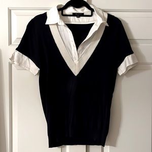 Anne Klein sweater top, blue and white